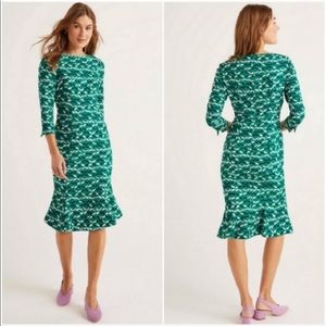 Boden Green Patterned Midi Dress